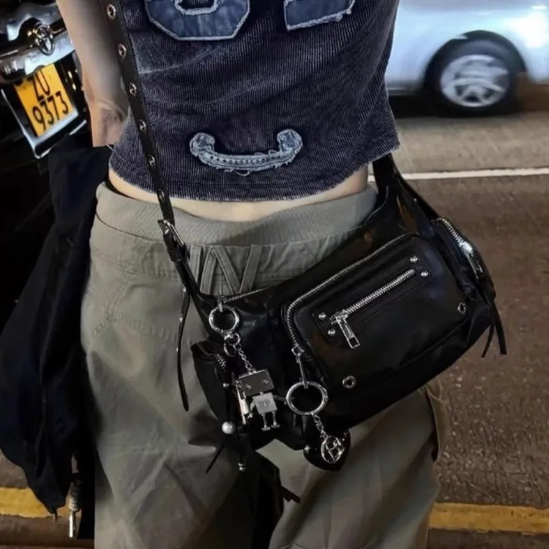 

2026 New Retro ex Vintage Small Capaci Multi-ket Motorcycle Bag Women's Crossbody Bag Sle Faionable