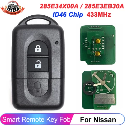 KEYECU 285E34X00A 285E3EB30A для Nissan X-trail, Qashqai, Pathfinder, Micra, Juke, NV200, 433 МГц, чип ID46/4D60, бесключевой автомобильный ключ-пульт