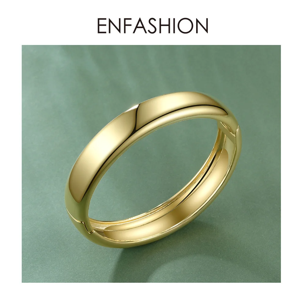 ENFASHION Blank Wide Cuff Bracelets For Women Accessories Gold Color Simple Minimalist Bangles Fashion Jewelry Wholesale B192029