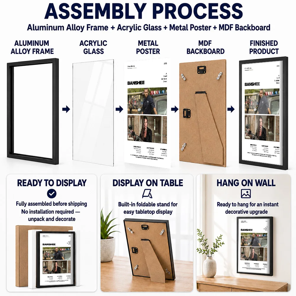 Banshee TV Show Framed Aluminum Metal Poster Customized Photo Modern Screen Style Wall Art For Home Theater Crime Drama Gift
