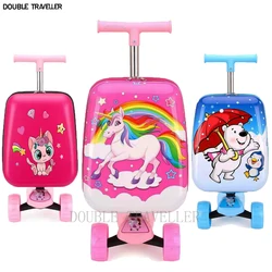 2024 New Kids scooter travel suitcase on wheels carry ons trolley luggage bag Cartoon children scooter suitcase rolling luggage