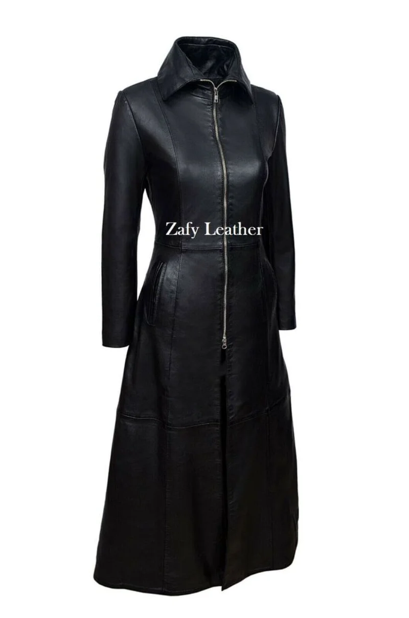 

Women Leather Coat Genuine Sheepskin Leather Long Trench Coat Jacket