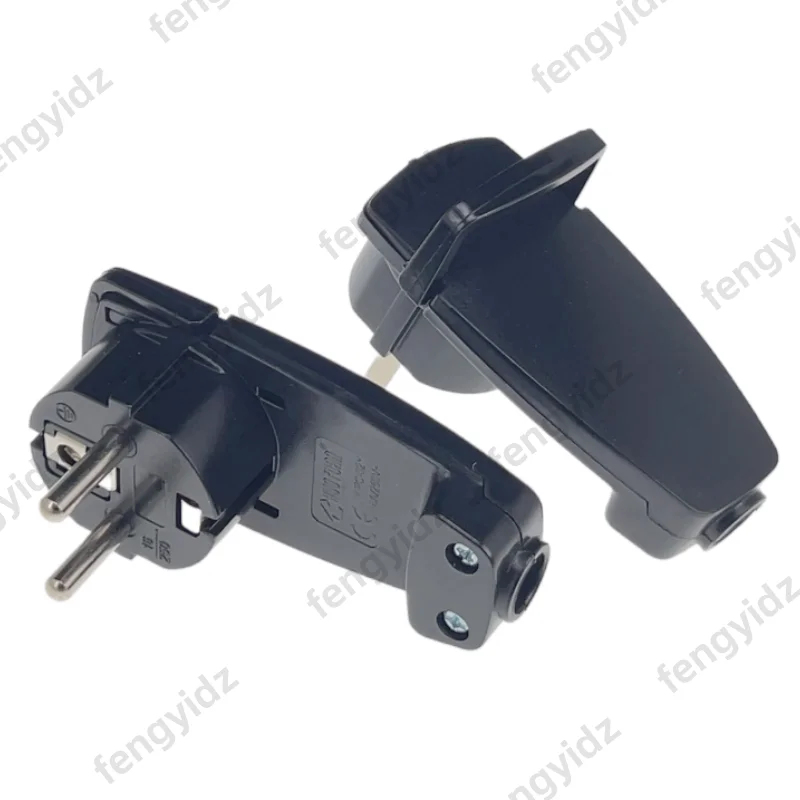 Euro-Standard German Pull-Ring Self-Assembly European Power Cord Plug, German And French Universal Plug With A Curved Ultra-Slim