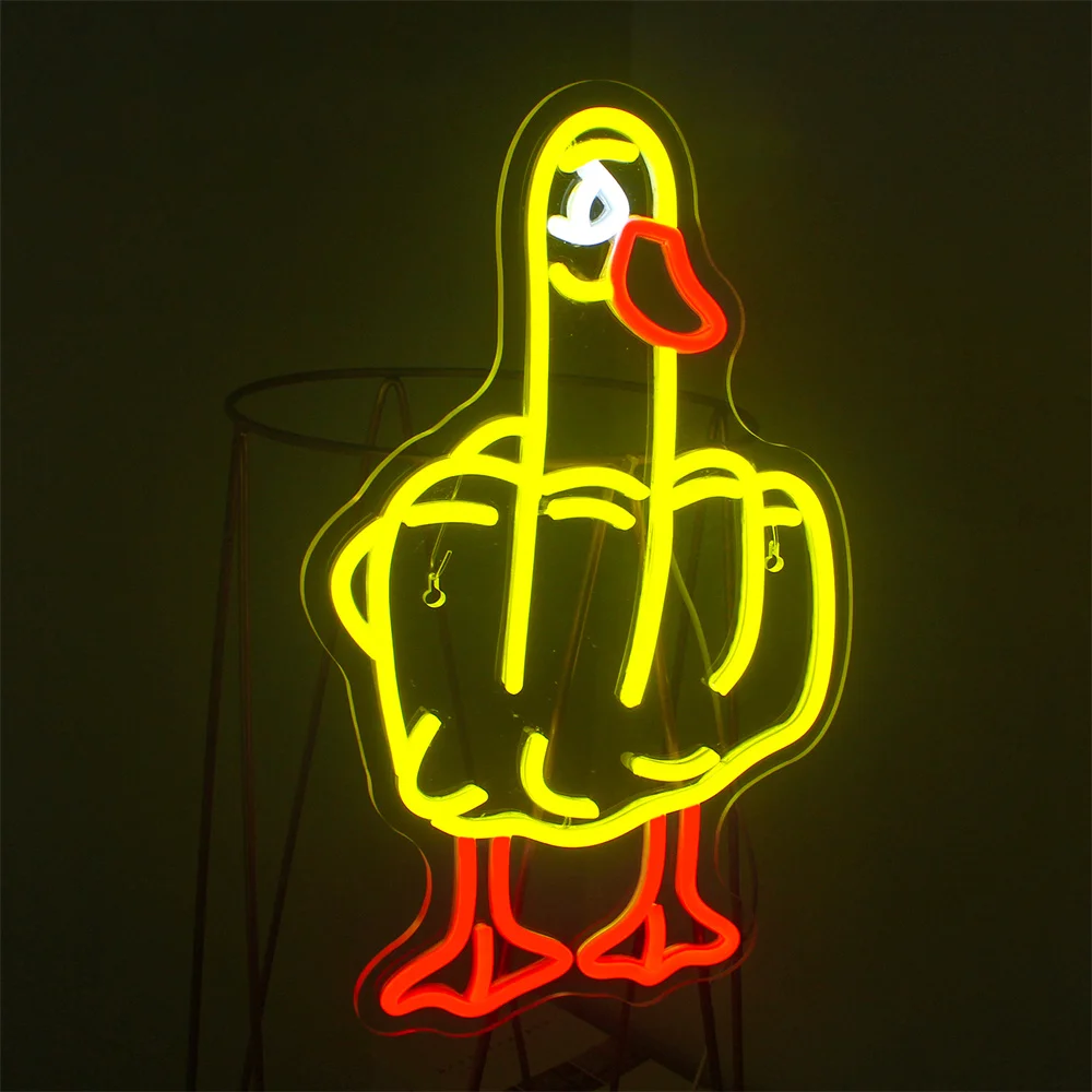 오리 네온 사인 재미있는 LED 조명, USB 전원 침실 장식, 파티 바, 클럽 거실, 어린이 방, 벽 아트 램프 장식