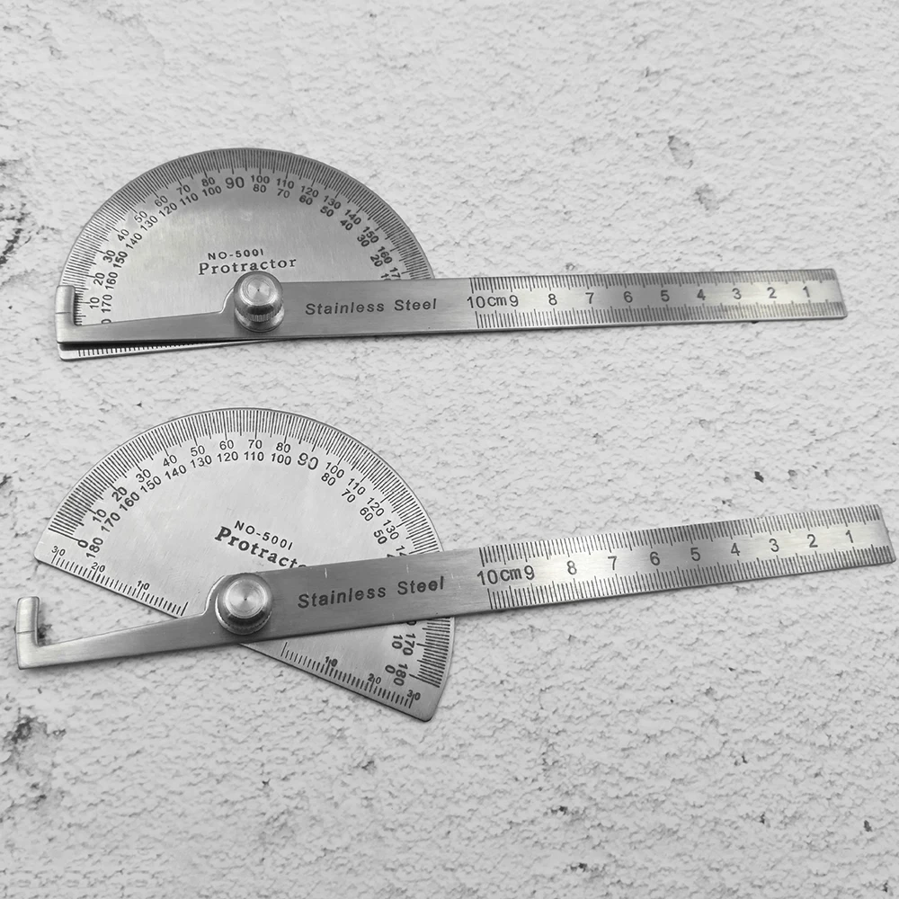 1PCS 100mm Stainless Steel 180 Protractor Angle Meter Measuring Ruler Rotary Mechanic Tool Ruler Protractor