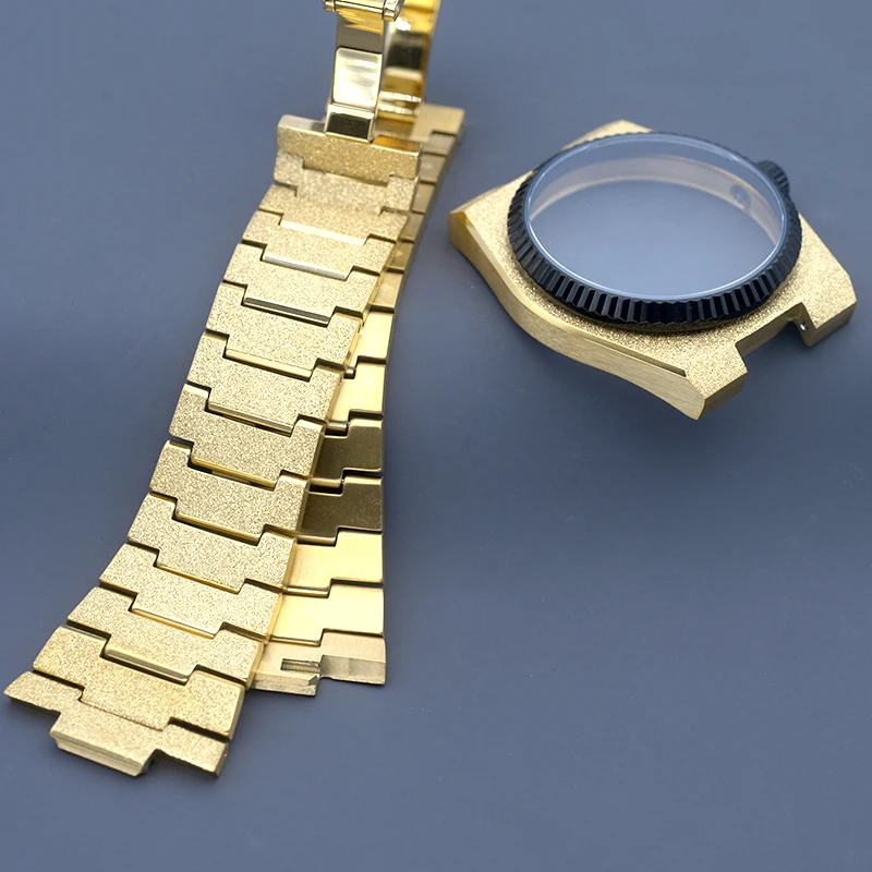 Mod Nh35 Case Gold Grit Nail Sand Effect Watch Case Super Player PRX Sapphire Glass Fit NH34 4R35 4R36 NH35 NH36 Gift Watch Case