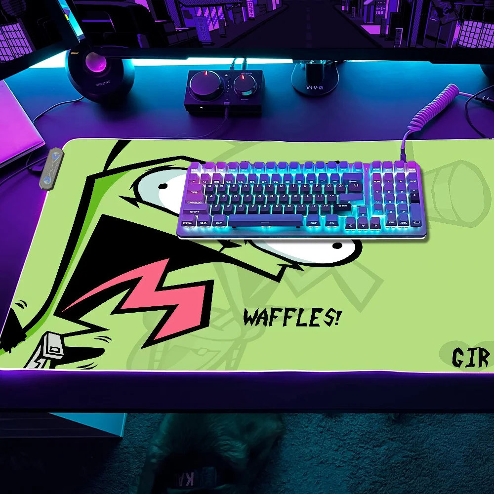 

Gaming Cartoon MousePad LED Table Pads Backlit Invader Zim Rubber Desktop XXL RGB Desk S Micro USB