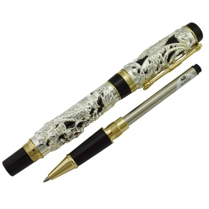 قلم جينهاو دراجون فينيكس فينتاج رولربال، قلم نحت فاخر باللون الفضي والأسود