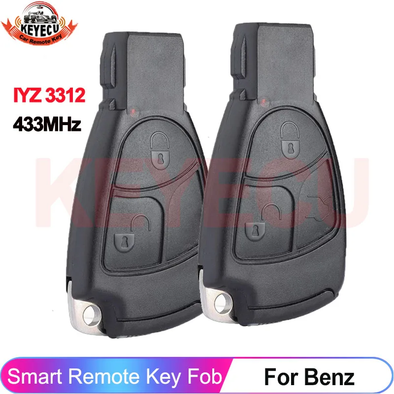 

KEYECU FCC ID: IYZ 3312 Smart Remote Key NEC Chip 433 МГц для Mercedes Benz W169 W202 W203 W208 W210 W245 2/3 кнопки брелок