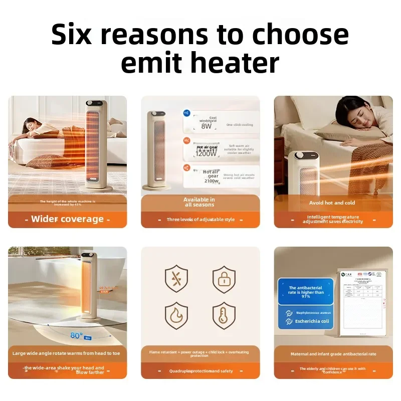2100W Vertical Space Heaters Indoors Energy-saving Fast Graphene Heating Heater for Room 3 Gear Adjustment Electric Warmer