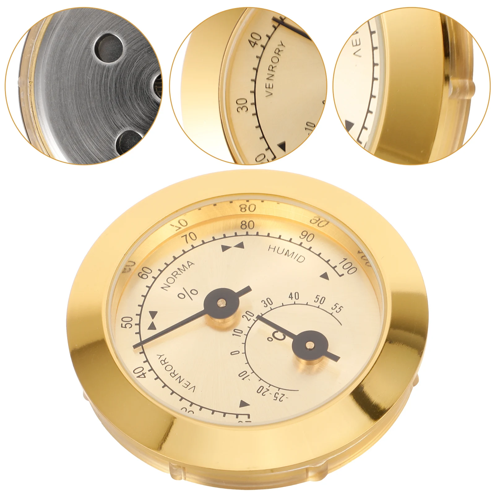 

50MM Golden Violin Accessories Hygrometer Temperature Humidity Monitor Mini Moisture Meter for Guitar Violin Accessories