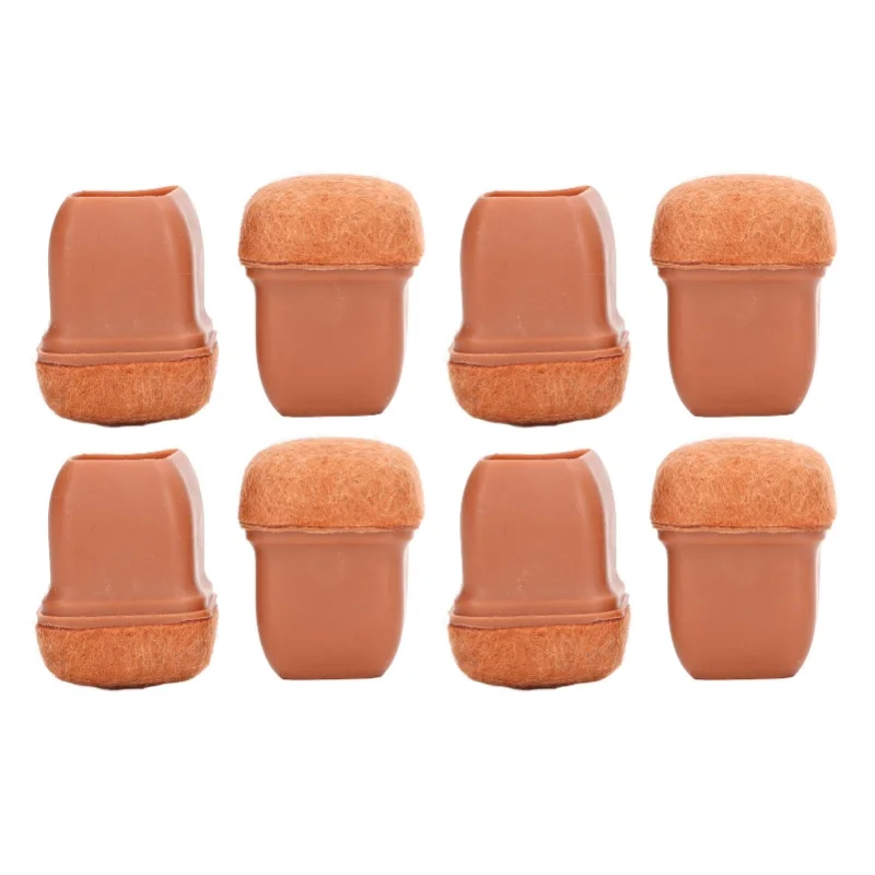 8Pcs Chair Feet Covers Stool Foot Pads Table Leg Protector Mute Thickened Brown Square M