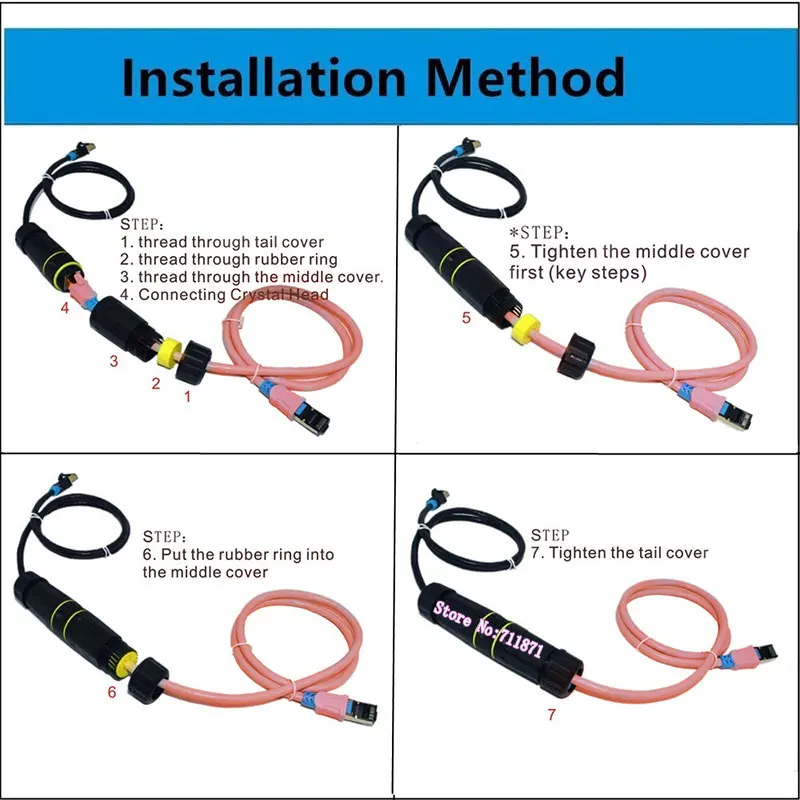 IP68 방수 방진 차폐 암-암 어댑터 커넥터, 10Gbps 8 핀 Rj45 암 이더넷 어댑터 커넥터