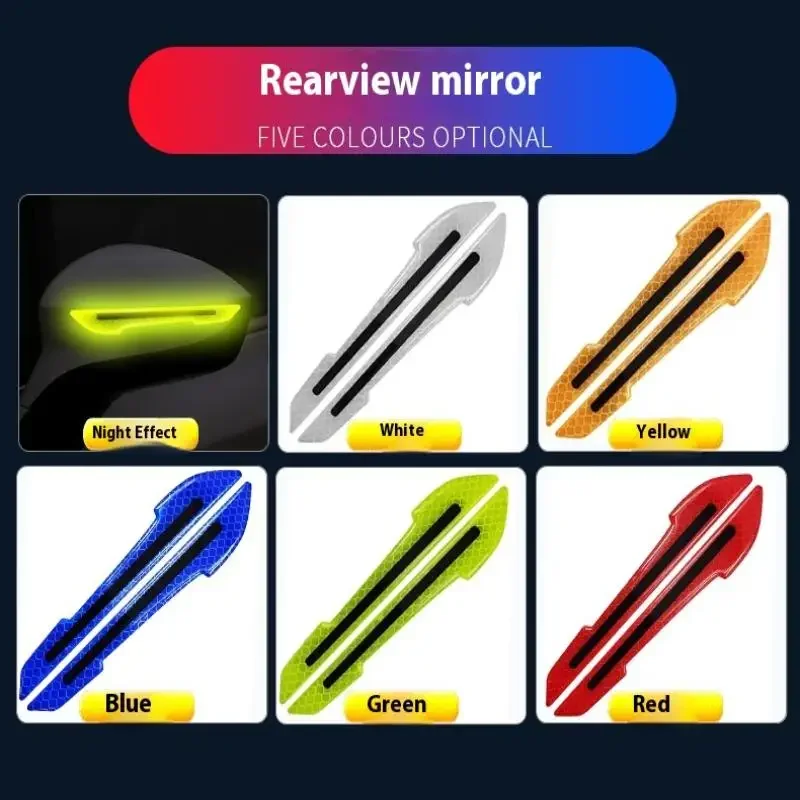 

2Pcs Door Bumper Strip Reflective Car Mirrors Anti Scratch Protection Stickers Car Rearview Mirror Warning Stickers