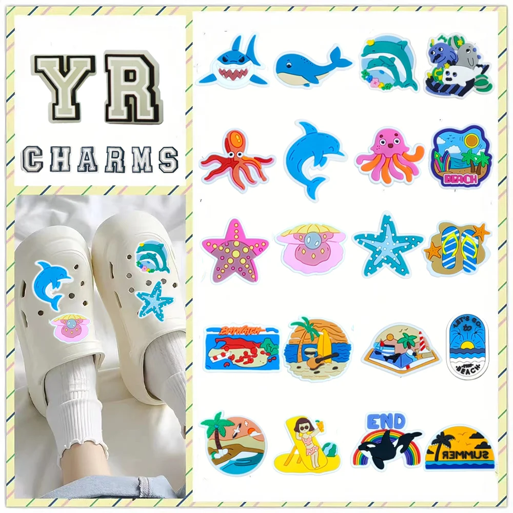 

Hot 1pcs Cartoon summer beach Shoes Charms DIY Accessories Decorative Clogs Sandals Garden Shoes Children Gift