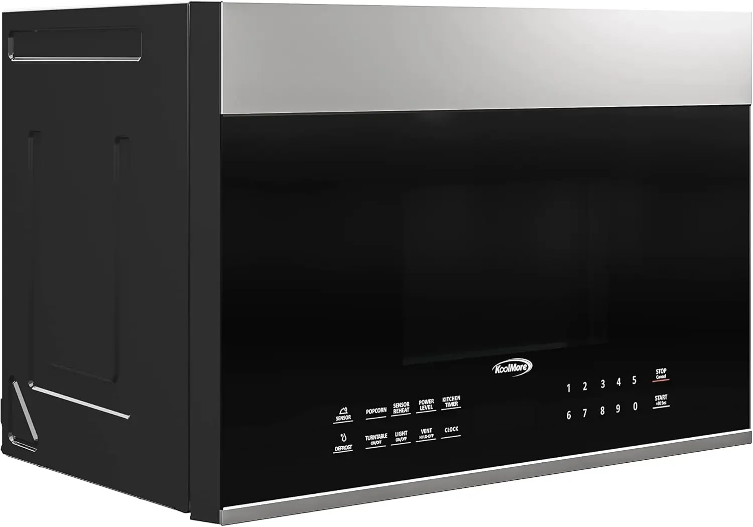 KM-MOT-OP1SS 24 inch Over The Range Stainless Steel Microwave, 300 CFM Vent Hood Function cu.ft, 24 in/1.3 Cu. Ft, Blac