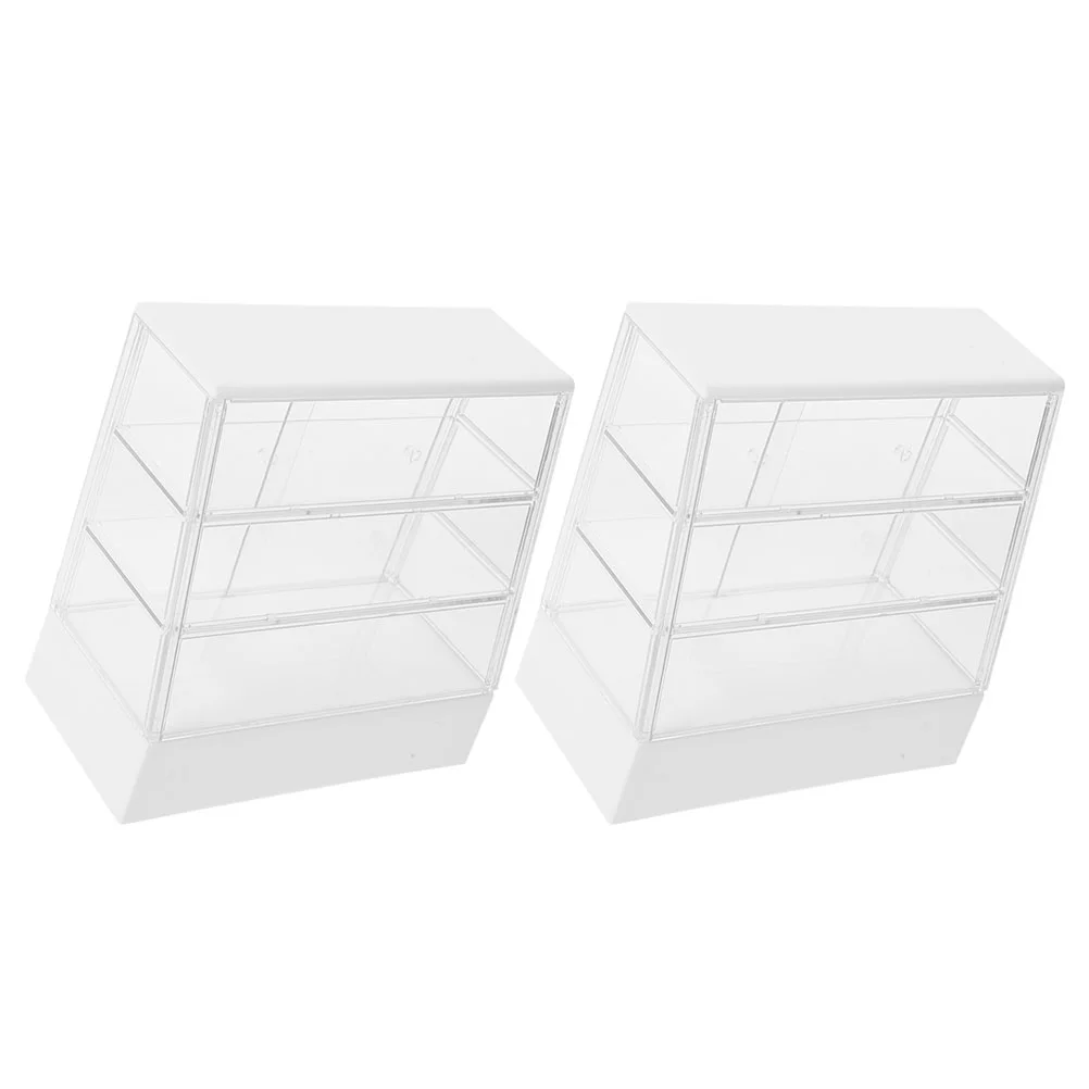 

2 Pcs Dollhouse Cake Cabinet Miniature Bakery Supplies Dessert Store Cupboard Model Plastic Accessory Shopping