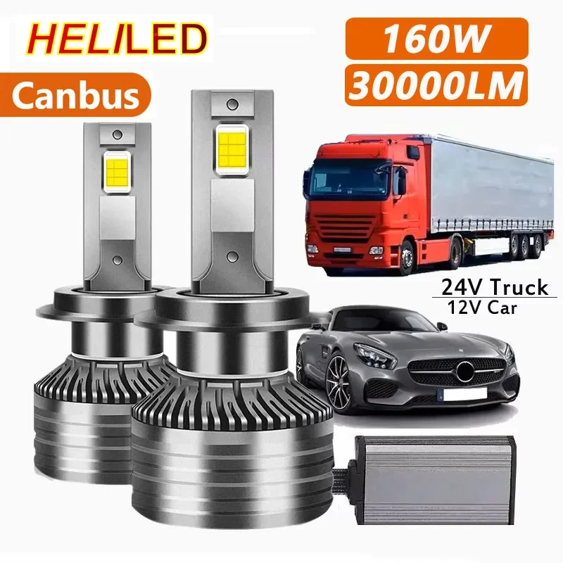 H7 LED Canbus Headlight 30000LM CSP H4 H1 H11 9005 9006 HB4 9012 HIR2 160W 6000K Bulb Car LED Fog Light 12V 24V Truck