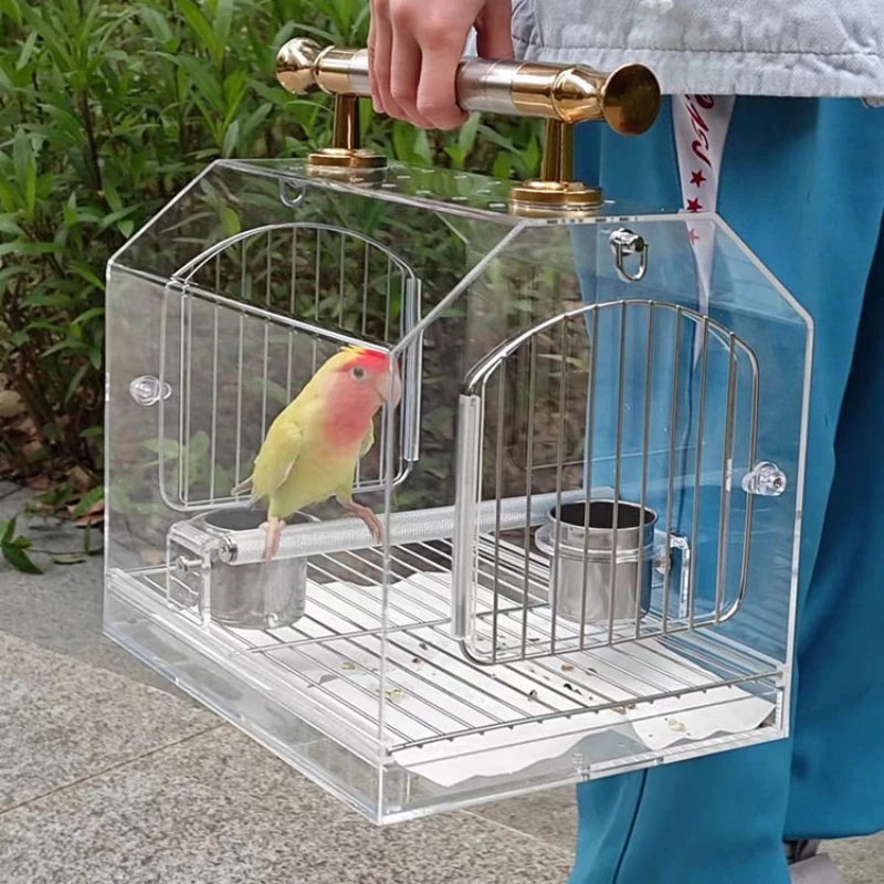 Acrylic Outdoors Bird Cages Carrier Southe Park Decoration Transparent Bird Cages Luxury Canary Jaula Pajaro Supplies WZ50BC