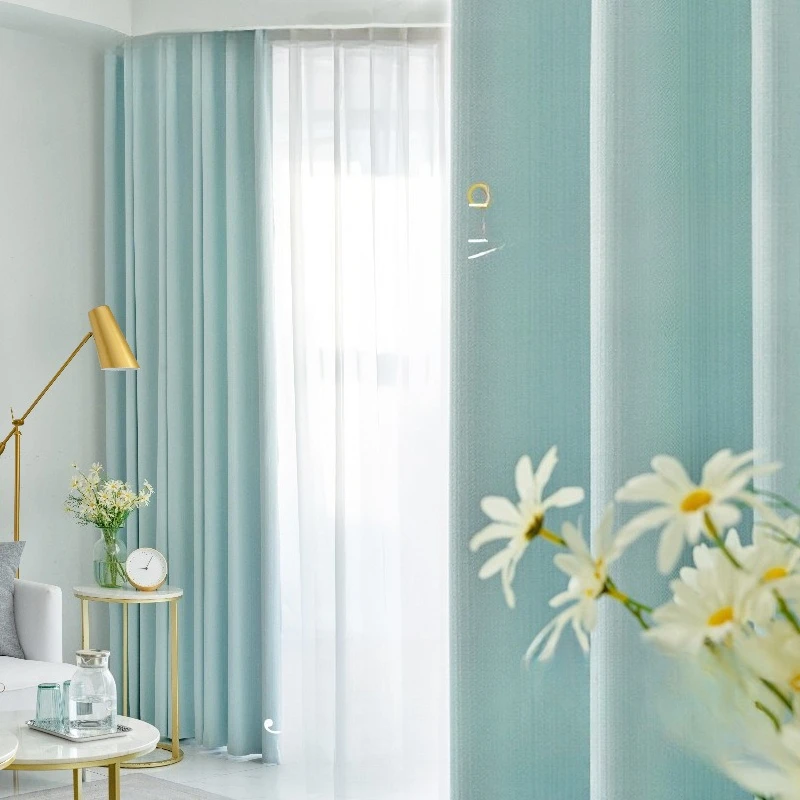 

Living room curtains, shading, sun protection and heat insulation, modern light luxury and small freshness in the bedroom