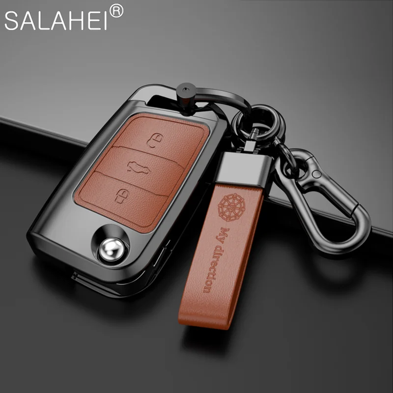 

1Pcs Zinc Alloy Leather Car Key Case Cover Shell For VW Volkswagen Polo Golf 8 2020 7 Bora Jetta Passat Protection Accessories