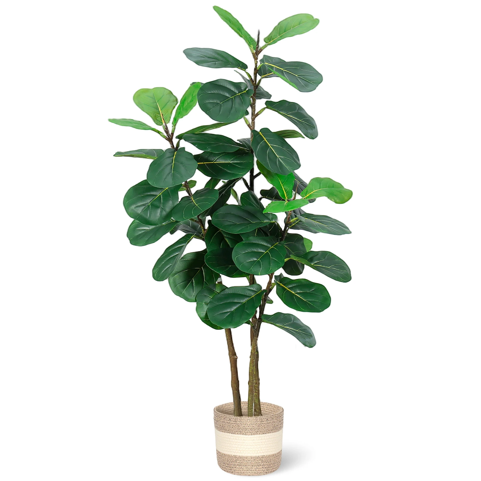 Artificial Fiddle Leaf Fig Tree 5FT with Planter . Fake Trees Tall Faux Ficus Lyrata Floor Plants for Indoor Home Decor Office Living Room Housewarming Gift