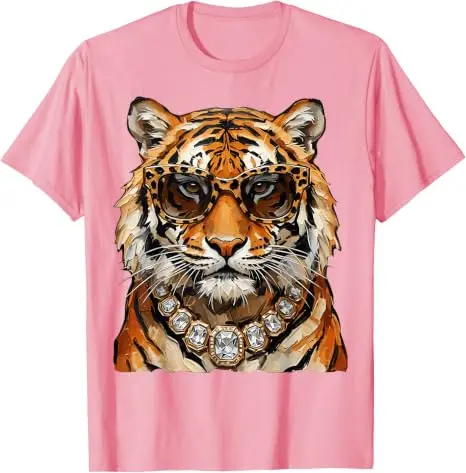 Cooles Tigerroar-Leoparden-Sonnenbrillen-T-Shirt, lustiges Y2k-Kunst-Ölgemälde, ästhetische Kleidung für Frauen und Männer, Persönlichkeits-T-Shirt, Geschenke – Detail 8
