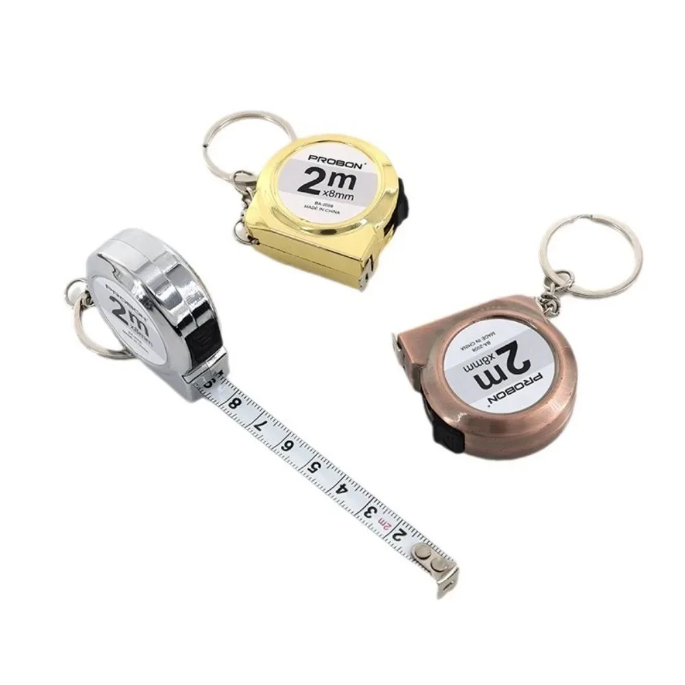 Tape Measure Portable Mini Retractable 2m Mild Steel Keychain Design Small Household Measuring Tool for DIY Crafting and Sewing