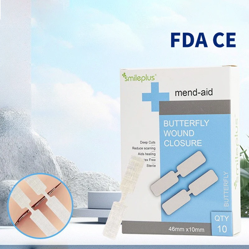 10Pcs Zipper Band-aid Painless Wound Closure Device Suture-free Wound Dressing Patches Zip Suture Reducer Band Aid Outdoor First