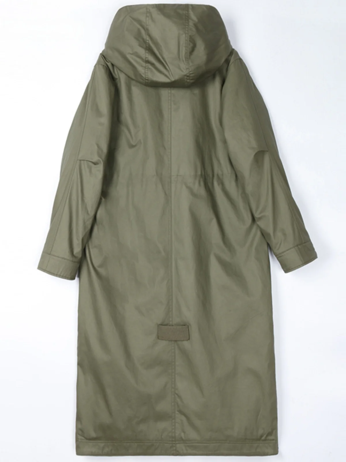 Nerazzurri Military Green Fur Lined Thickened Long Zipper Style Women's Jacket with Hood Synthetic Fur Inner Coat Commute Style