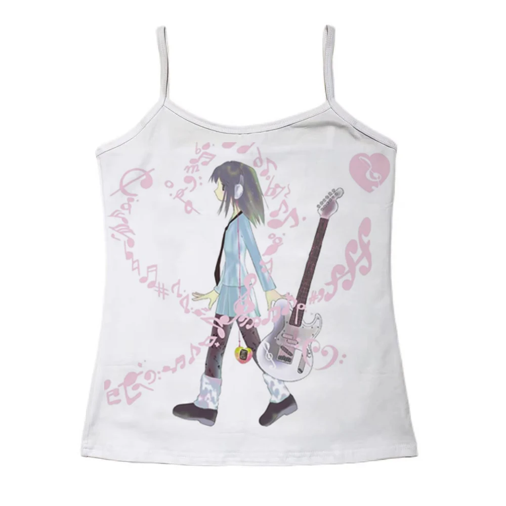 Ladies Long Sleeve T Shirt Y2K Anime Girl Electric Guitar Print Graphic Top Casual Daily Wear Tees For Bulk Wholesale