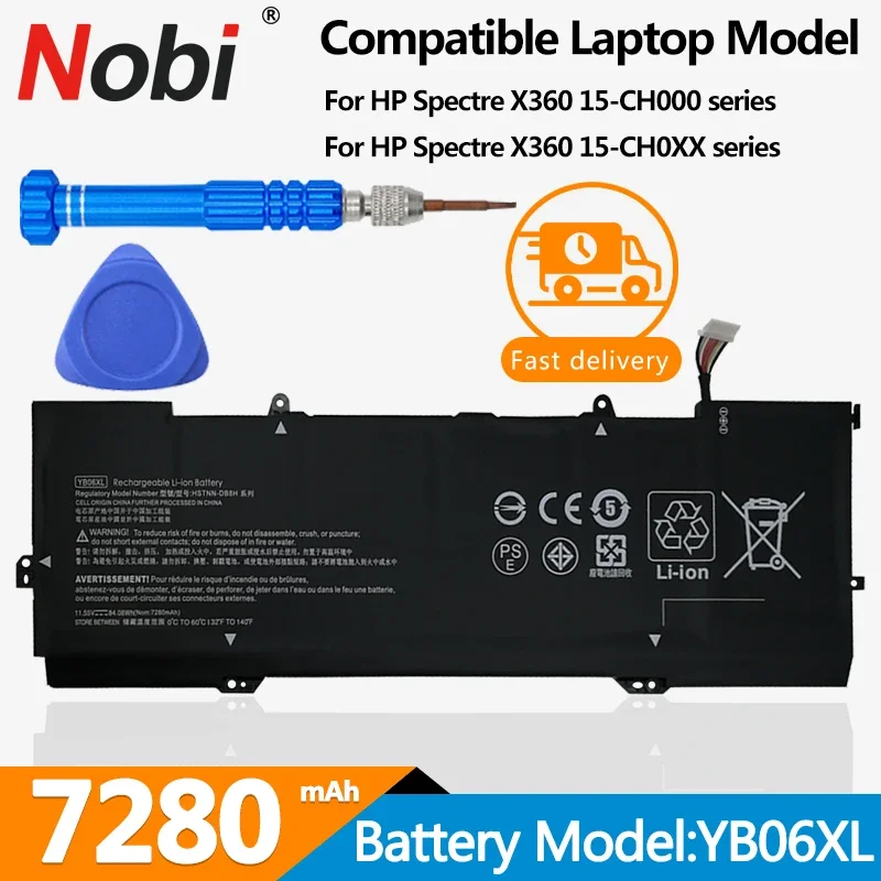 

Аккумулятор для ноутбука Nobi YB06XL 928427-271 HSTNN-DB8H HSTNN-DB8V для HP Spectre X360 15-CH000NO CH004NB CH011DX CH006NG