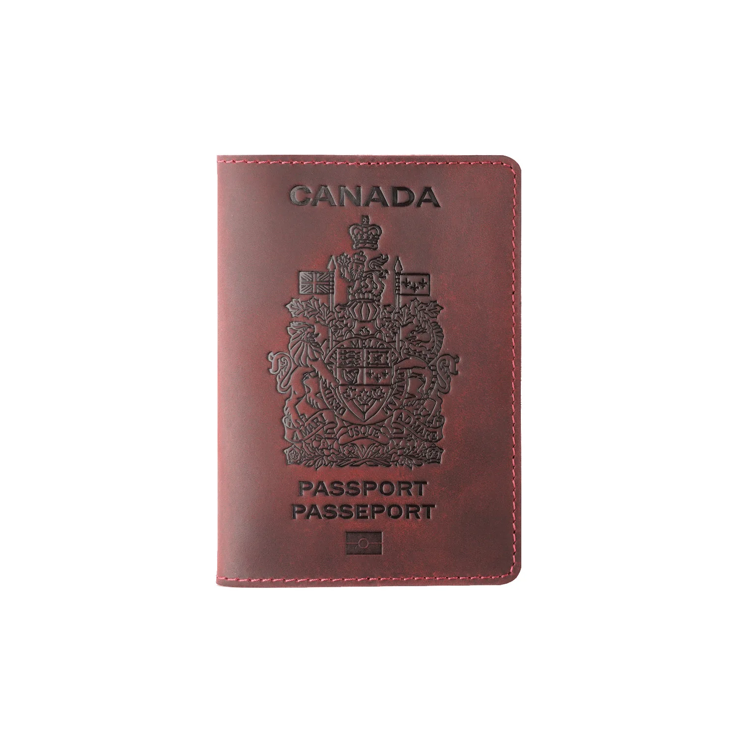 Canadian Passport Holder Document Holder Layer Cowhide Vintage Boarding Card Leather Wallet Card Bag