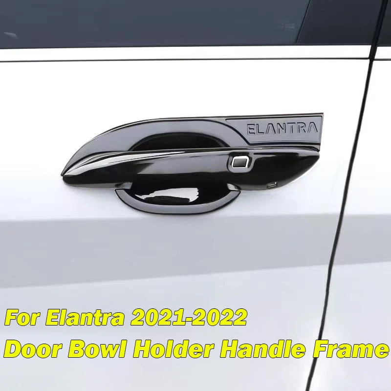 Carbon Fiber Stickers Door Bowl Holder Handle Frame Cover Trims For Hyundai Elantra 2021-2023 Car Exterior Accessories