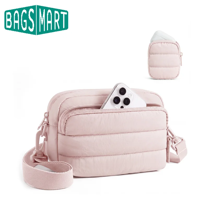 BAGSMART Kleine Umhängetaschen für Damen, Puffer-Geldbörse mit niedlichem Beutel, Hobo-Schulterhandtasche für den täglichen Gebrauch, Freizeit, Reisen, Arbeit
