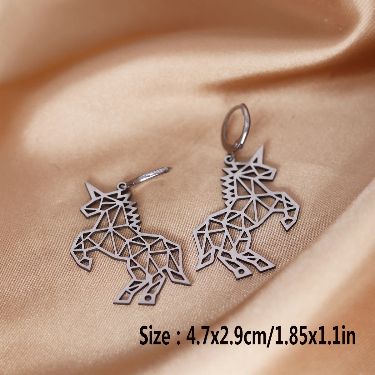 Kinitial Handmade Origami Unicorn Horse Drop Earrings For Women Girls Exaggerate Punk Style Animal Jewelry Earring Gift