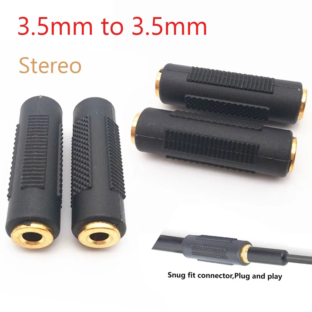 2PCS 3.5mm Coupler - Gold Plated Female to Female Stereo Audio Jack Connector for Headphone, Speaker, Car MP3 Adapter