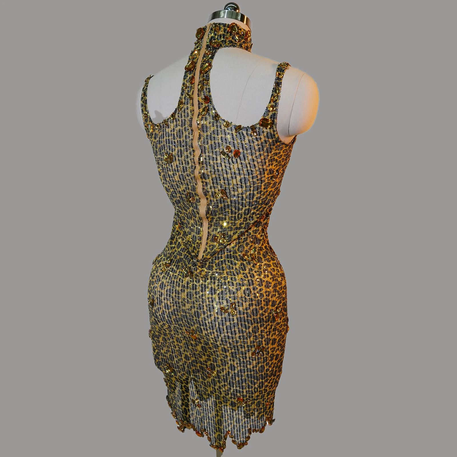 Новое женское платье с кристаллами и блестками на день рождения, ночной клуб, модель платья для подиума, костюм певицы, сценический наряд, вечерние платья без рукавов