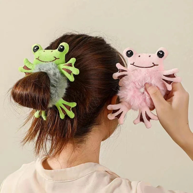 Gumki do włosów dla dziewczynek, uroczy pluszowy królik żaba, śmieszne kreskówkowe zwierzątka, elastyczna opaska do włosów dla dzieci, gumka do włosów dla kobiet do kucyka.