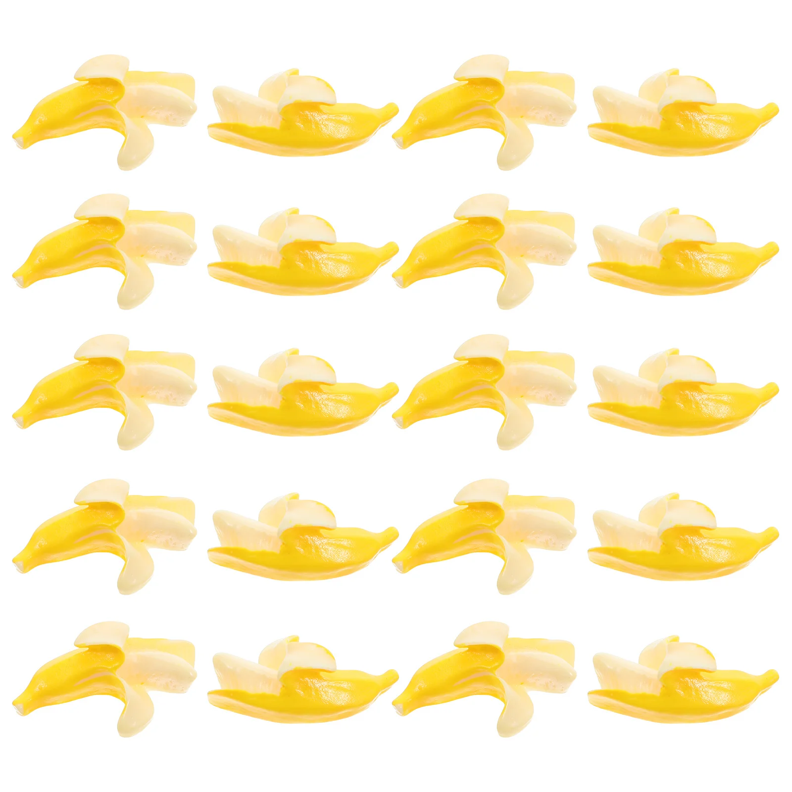 

100pcs Miniature Resin Bananas For Dollhouse Kitchen Decor Fake Fruit Diy Craft Bright Yellow Artificial Banana Ornament