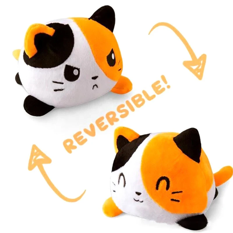 1Pcs 15CM Cartoon Flip Kid Plush Toys Reversible Double Sided Soft Cute Cat Plushie Dolls Fun Stuffed Animal Doll Christmas Gift