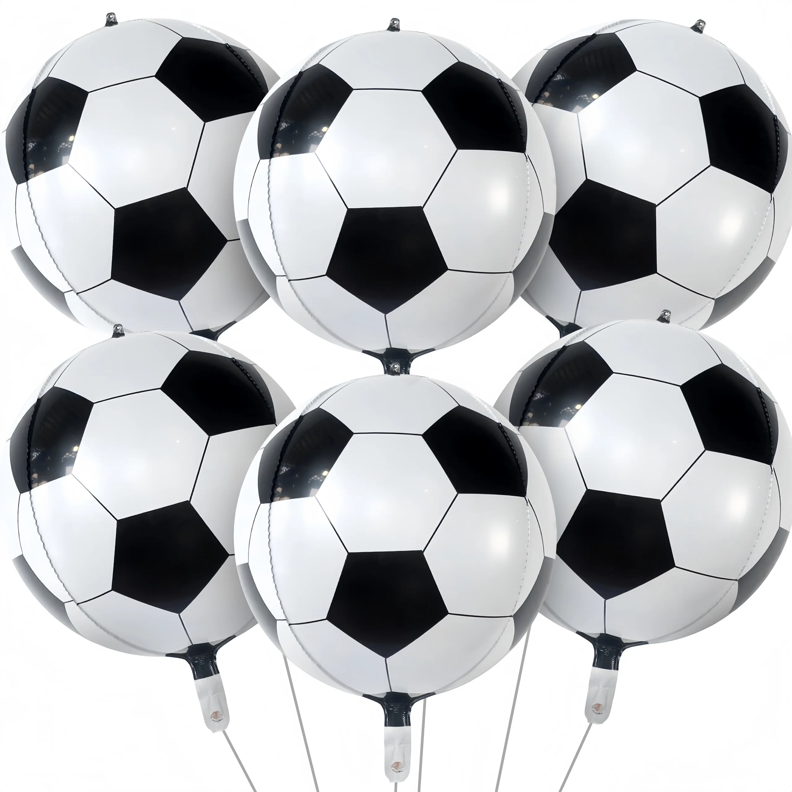 6 PCS 4D Soccer Balloons, 22 Inch Football Foil Balloons, Soccer Themed Birthday Foil Balloon, Football Party Supplies for Party
