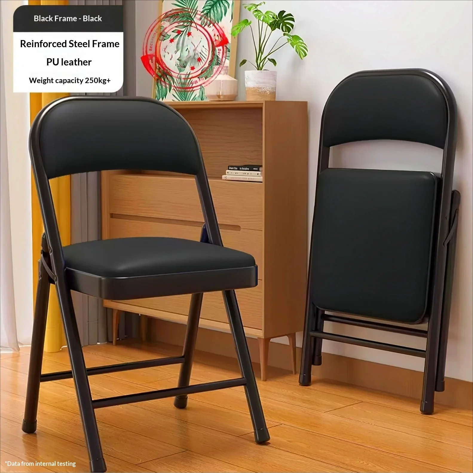 Portable Folding Backrest Dining Stool, Lightweight Ergonomic Chair for Home Office Dorm Wedding Training