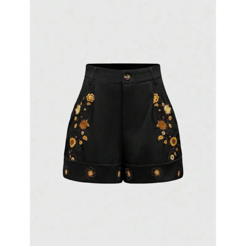 

n Sle Embroidered Flower Loose Sve Women's Top K 6836 Cross-Border Faion Straight Tube Pants PVC Material