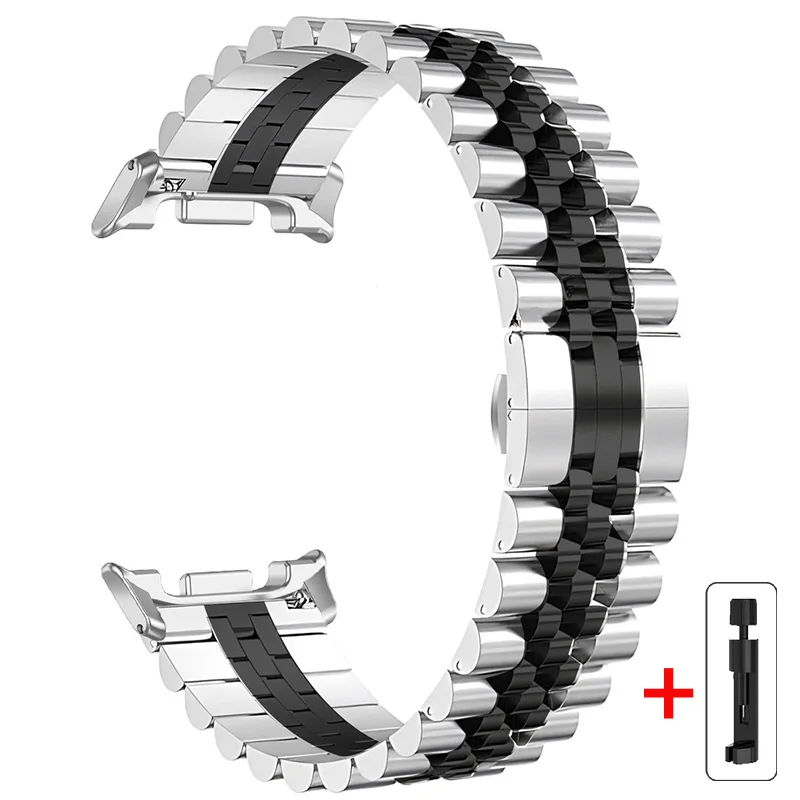 Roestvrijstalen band voor Samsung Galaxy Watch 8 9 40mm 44mm zonder openingen, metalen band voor Watch 8 Classic 46mm, snel te bevestigen horlogeband