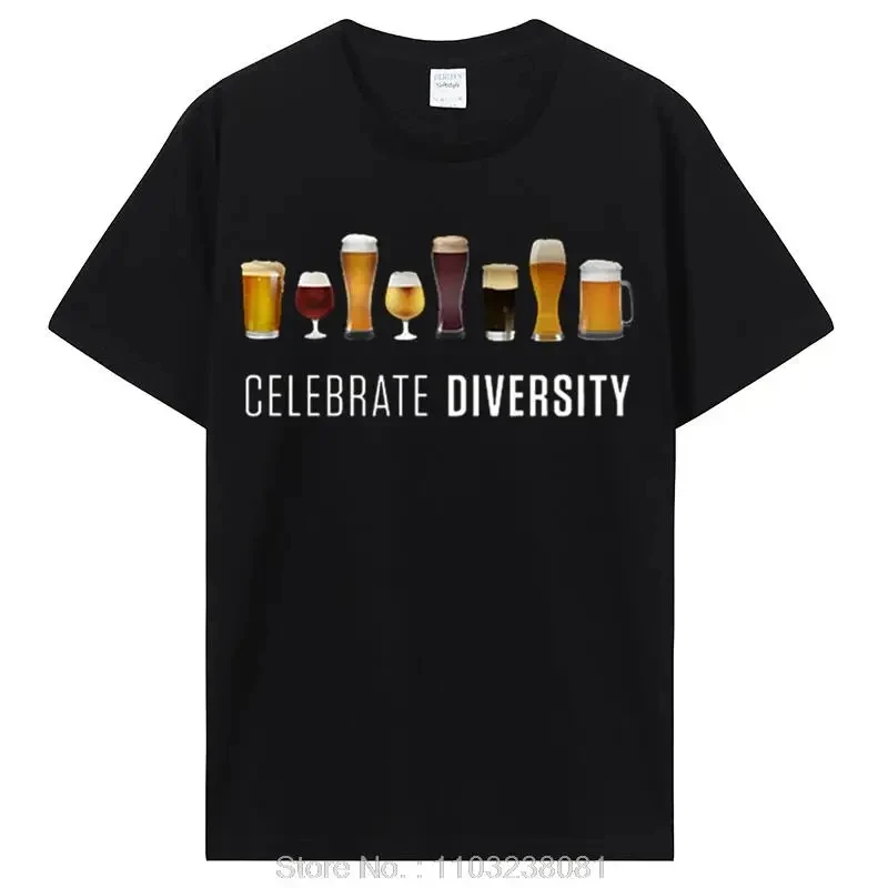 Celebrate Diversity Beer Printed Men's T-shirt Funny Brother Summer Cotton T-shirt Beer Enthusiast Fashion Plus Size T-shirt