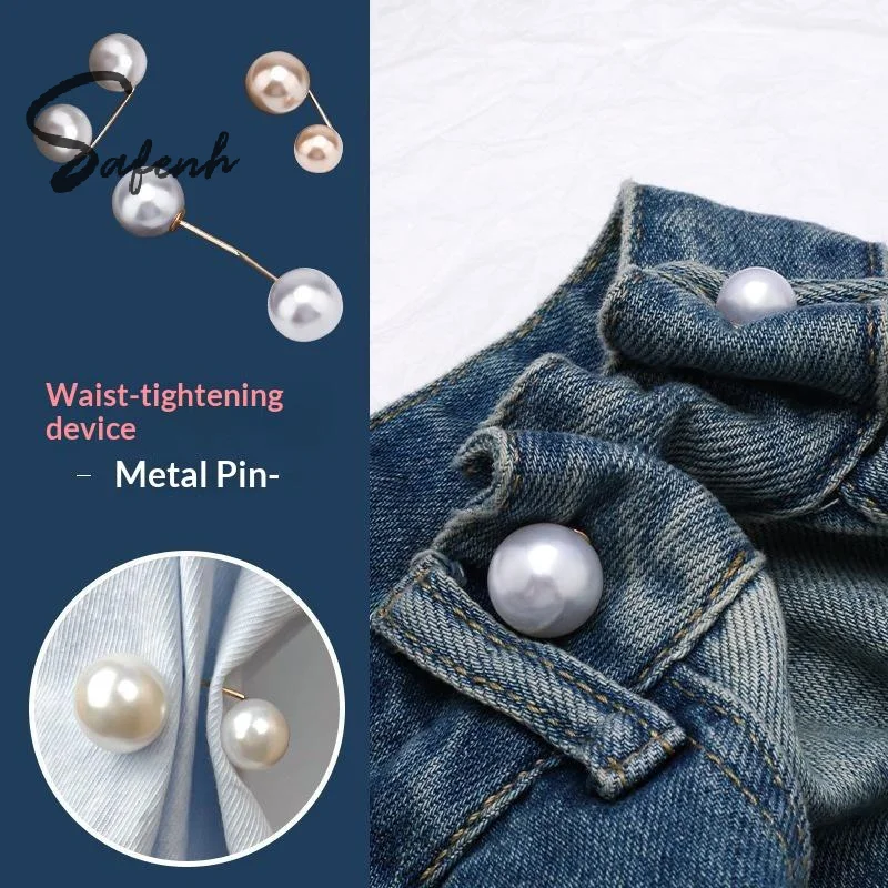 Faux Pearl Decorative Waist Pins 5 Pcs Durable Metal Needle for Fixing Oversized Clothing Party Wear