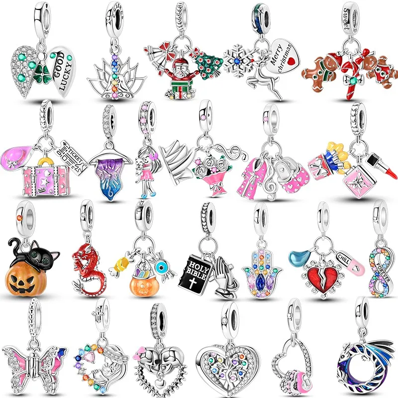 

Original S925 sterling silver charm romantic Christmas beads suitable Fit women's bracelet DIY production of fine jewelry gifts