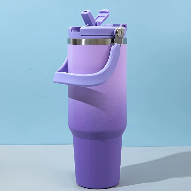 Large Capacity 304 Stainless Steel Vacuum Tumbler with Straw Handle Insulated Outdoor Car Cup for Travel Commuter
