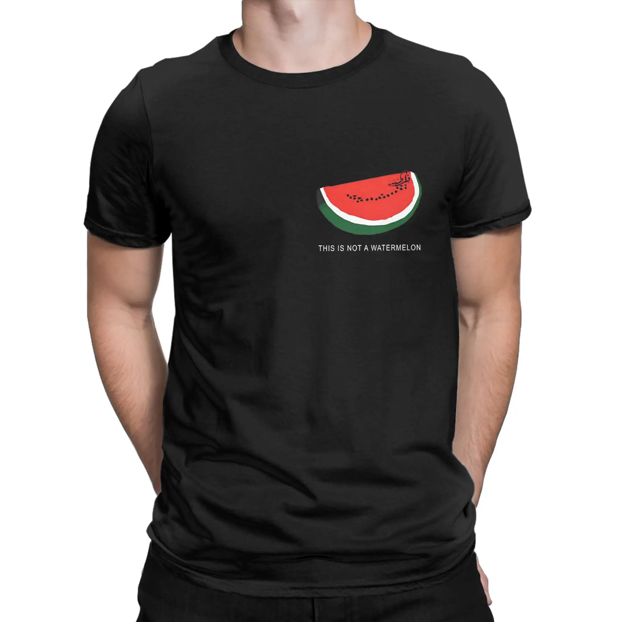 Watermelons Palestined Men's T Shirt  Vintage Tees Short Sleeve Round Neck T-Shirt 100% Cotton Gift Idea Tops